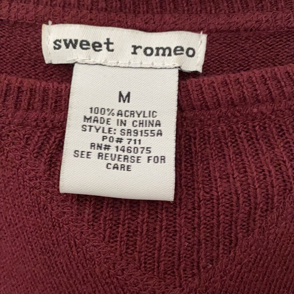 Sweet Romeo Burgundy Crew Neck Sweater - Picture 2 of 2